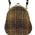 Black + Golden Cotton Handbag - with black lining