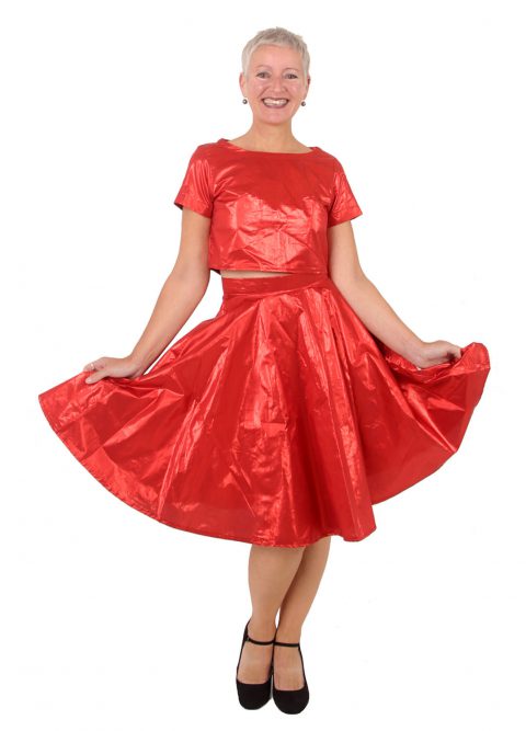 Long red hotsell circle skirt