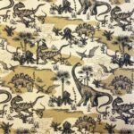 Fabric Ref 3276 - Beige Dinosaurs Cotton
