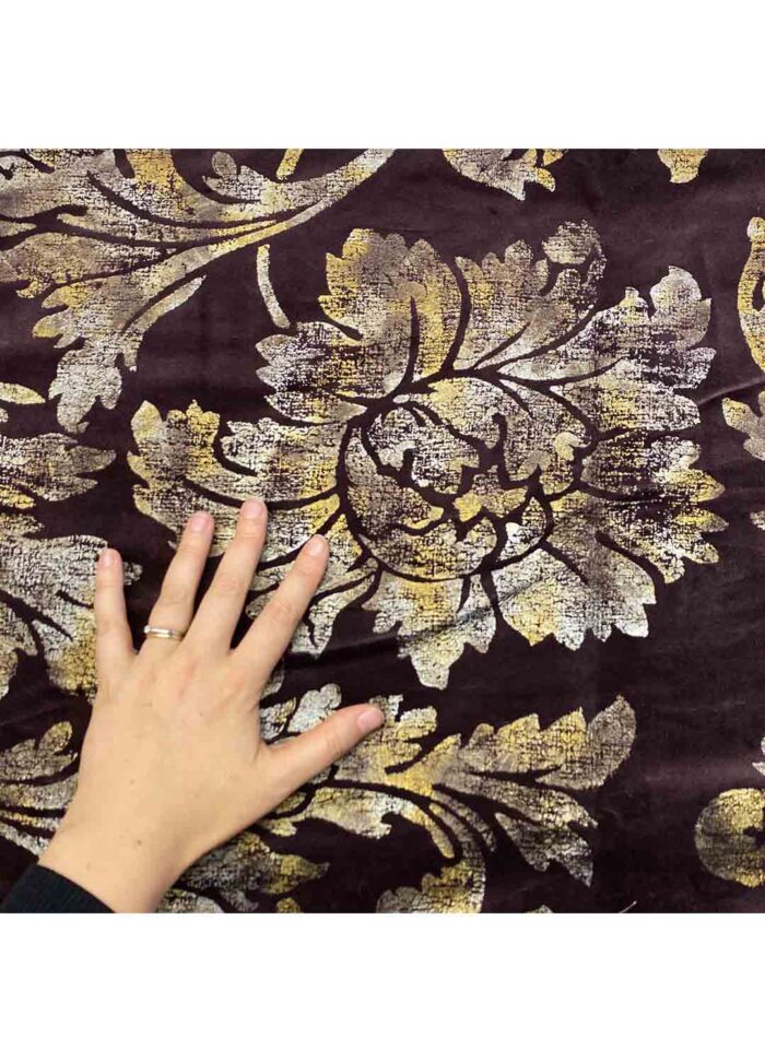 Fabric Ref 5125 – Floral Brown Velvet - Image 2