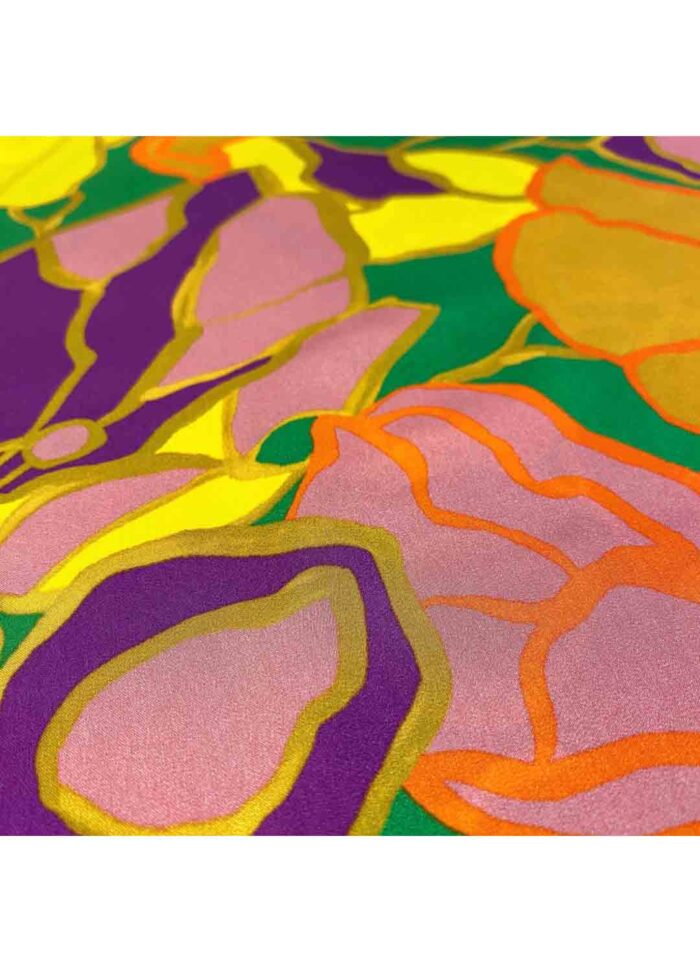 Fabric Ref 5163 - Abstract Floral Satin Mix - Image 3