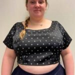 Black Satin Spot Crop top- ref 73 - Resale item - Approx 18-20