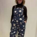 Navy Floral Dungarees - ref 38 - Resale item - Approx 12-14