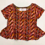 Red Brocade Peplum Crop-Top - ref 99 - Resale item - Approx 12-14