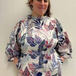 Cream Floral A-line Dress- ref 2 - Resale item - Approx 14-16