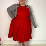 Red gathered pinafore - ref 161 - Resale item - Approx UK 22-24