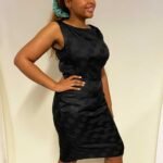 Black floral cotton-mix pencil dress- ref 54 - Resale item - Approx 10-12