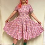 Pink ditsy floral cotton skater dress - ref 181 - Resale item - Approx UK 10-12