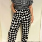Monochrome houndstooth wool-mix classic jumpsuit - ref 162 - Resale item - Approx UK 18-20