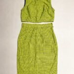 Lime green cotton pencil skirt two piece - Ref 169 - Resale item - UK 12-14