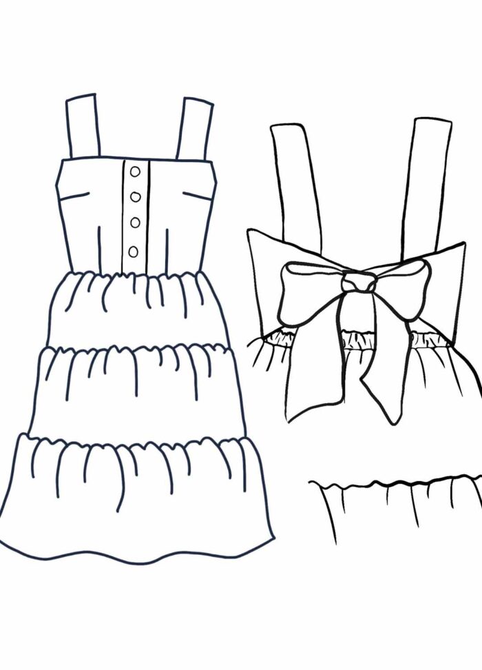 Design your own: Tiered Button-up Back-Bow Strap Dress - Image 1