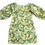 Vintage floral yellow mini dress - ref 205 - Resale item - UK 14-16