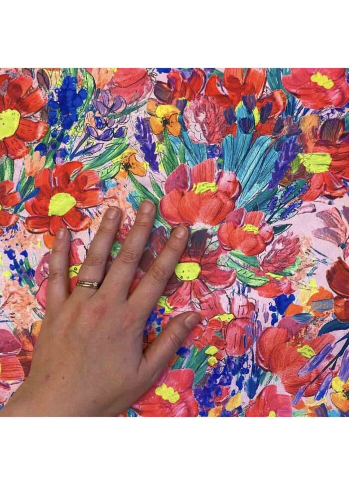 Fabric Ref 5414 - Floral Satin - Image 2
