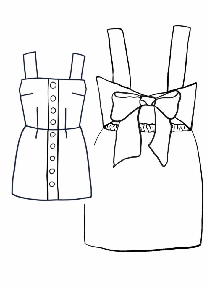 Design your own: Mini Button-up Back-Bow Strap Dress - Image 1