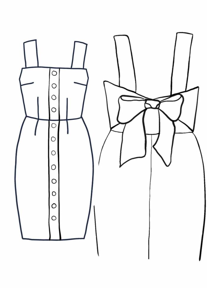 Design your own: Pencil Button-up Back-Bow Strap Dress - Image 1