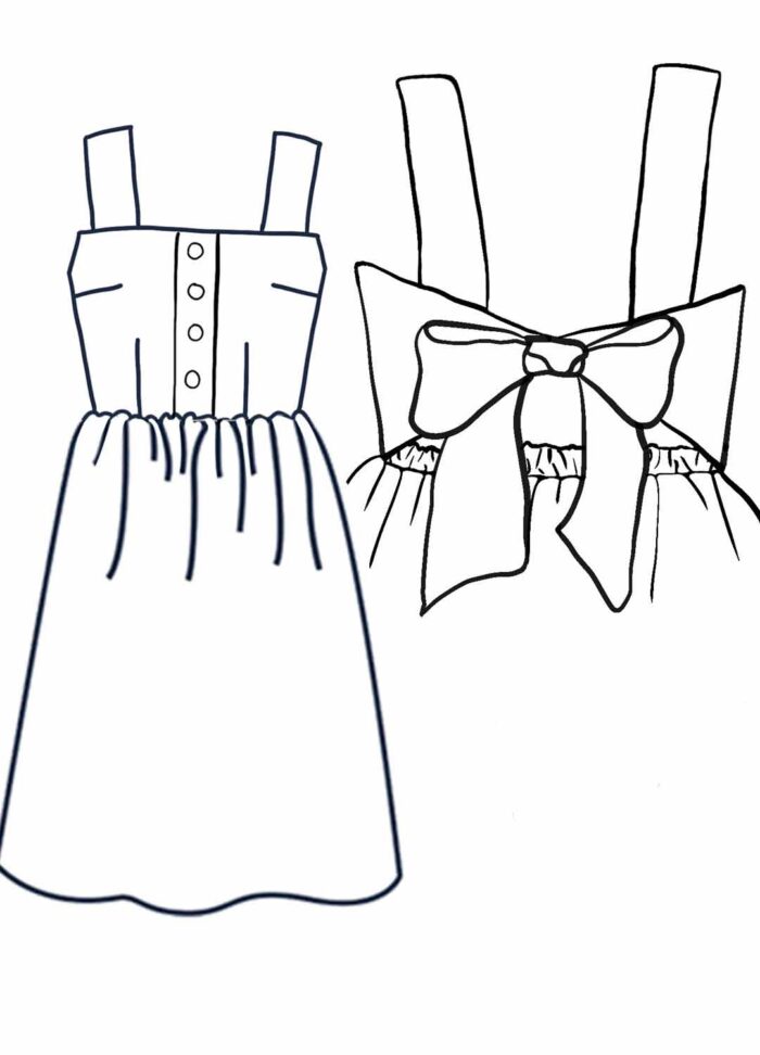 Design your own: Gathered Button-up Back-Bow Strap Dress - Image 1