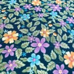 Fabric Ref 5586 - Teal Floral Crepe Satin - Image 2