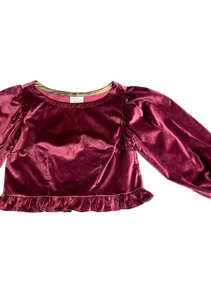 Berry velvet crop top - ref 218 - Resale item - Approx UK 12-14 - Image 1
