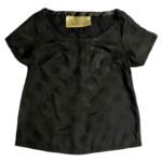 Black Floral Satin Tee - ref 237 - Resale item - Approx 6-8