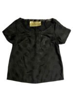 Black Floral Satin Tee - ref 237 - Resale item - Approx 6-8