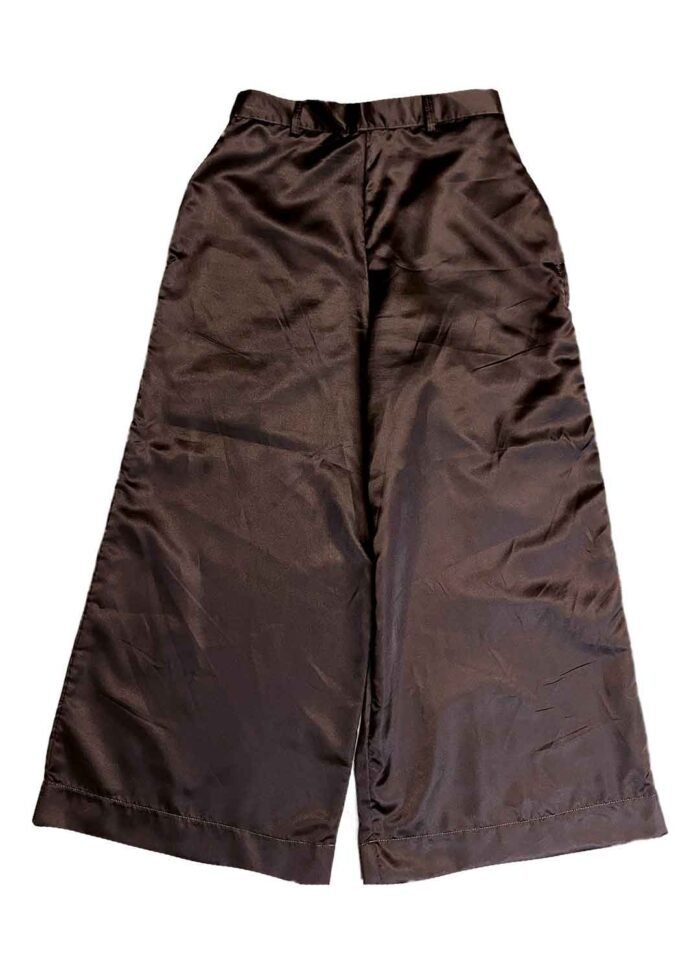 Brown satin wrapover wide leg trouser two piece - ref 220/221 - Resale item - Approx UK 12-14 - Image 3