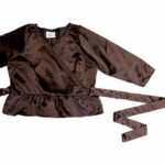 Brown satin wrapover crop top - ref 220 - Resale item - UK 12-14