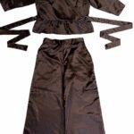 Brown satin wrapover wide leg trouser two piece - ref 220/221 - Resale item - Approx UK 12-14