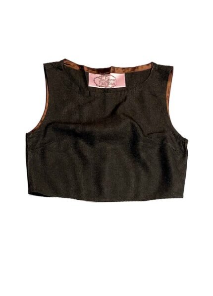 Dark Brown Stripe Wool Crop Top - Ref 236 - Resale item - Approx UK 10-12