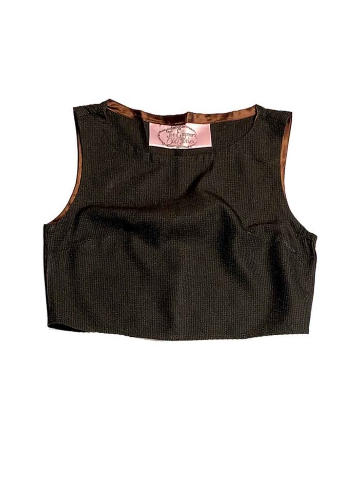 Dark Brown Stripe Wool Crop Top - Ref 236 - Resale item - Approx UK 10-12 - Image 1