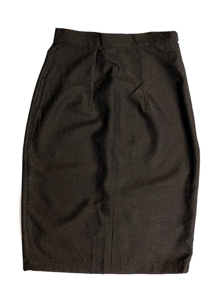 Dark Brown Pinstripe Wool Pencil Skirt – ref 235 – Resale item – Approx UK 10-12 - Image 1