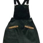 Dark green corduroy cotton dungaree-mini - ref 214 - Resale item - Approx UK 12-14