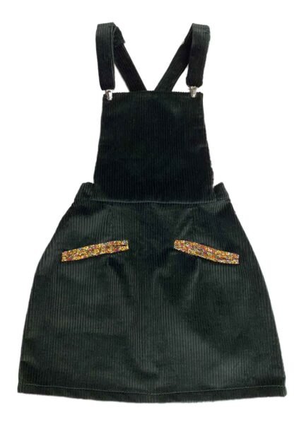 Dark green corduroy cotton dungaree-mini - ref 214 - Resale item - Approx UK 12-14