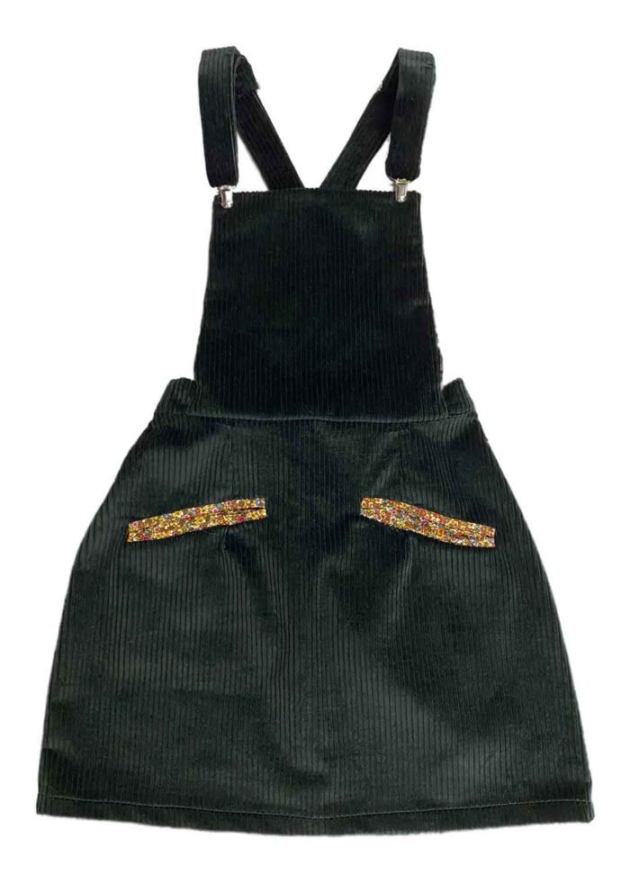Dark green corduroy cotton dungaree-mini - ref 214 - Resale item - Approx UK 12-14 - Image 1