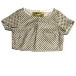 Beige floral patterned cotton crop top - ref 233 - Resale item - Approx UK 10-12
