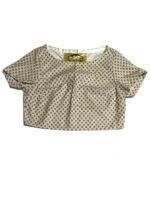 Beige floral patterned cotton crop top - ref 233 - Resale item - Approx UK 10-12