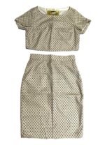 Beige floral patterned cotton pencil skirt two piece - Ref 233/234 - Resale item - UK 10-12