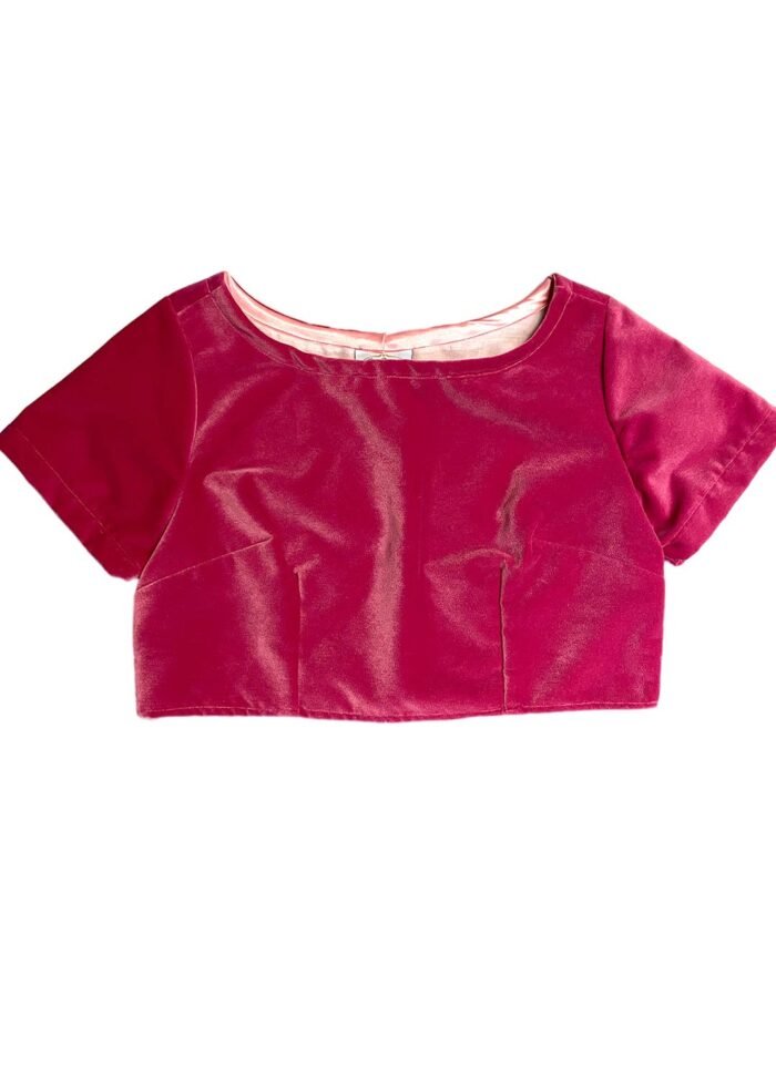 Pink velvet crop top - ref 209 - Resale item - Approx UK 10-12 - Image 1