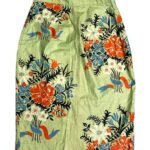 Green floral patterned cotton pencil skirt – ref 226 – Resale item – Approx UK 10-12