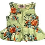Green floral cotton crop top - ref 227 - Resale item - Approx UK 10-12