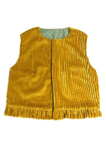 Yellow Corduroy Cropped Jacket - ref 217 - Resale item - Approx UK 12-14