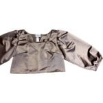 Taupe textured satin crop top - ref 219 - Resale item - Approx UK 12-14