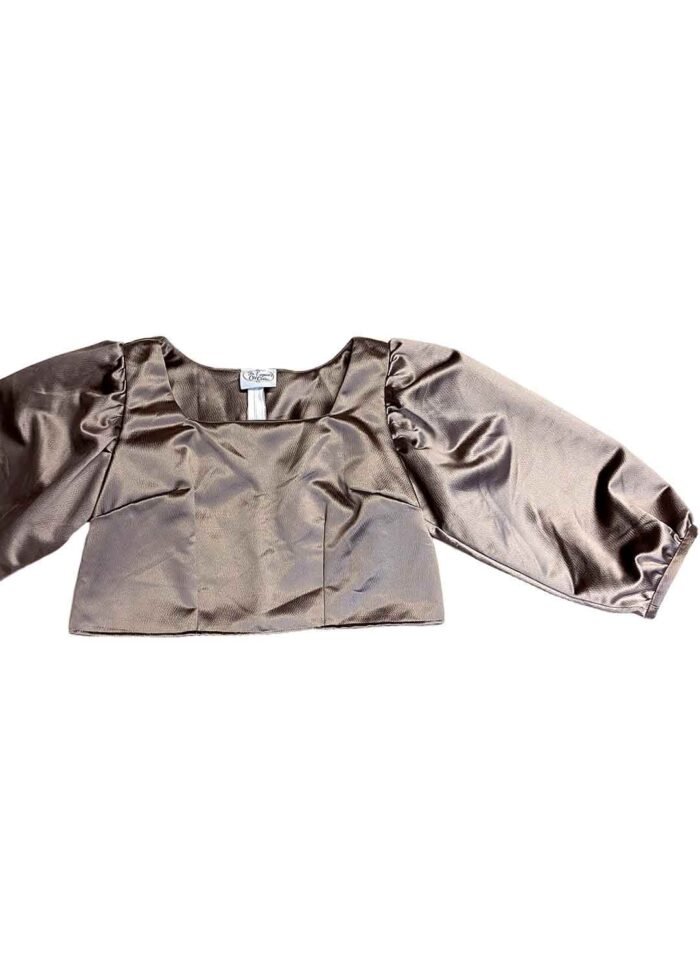 Taupe textured satin crop top - ref 219 - Resale item - Approx UK 12-14 - Image 1