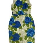 Floral Vintage Cotton Pencil Dress- ref 225 - Resale item - Approx 10-12