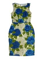 Floral Vintage Cotton Pencil Dress- ref 225 - Resale item - Approx 10-12