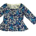 Blue floral cotton crop top - ref 232 - Resale item - Approx UK 10-12