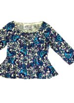 Blue floral cotton crop top - ref 232 - Resale item - Approx UK 10-12