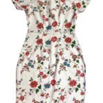Floral vintage cotton pencil dress- ref 224 - Resale item - Approx 10-12