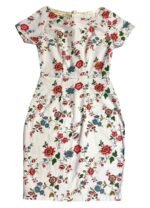 Floral vintage cotton pencil dress- ref 224 - Resale item - Approx 10-12