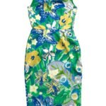 Floral cotton pencil dress- ref 257 - Resale item - Approx 10-12