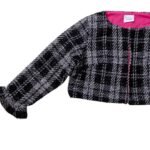 Grey Check Wool Cropped Jacket - ref 247 - Resale item - Approx UK 14-16